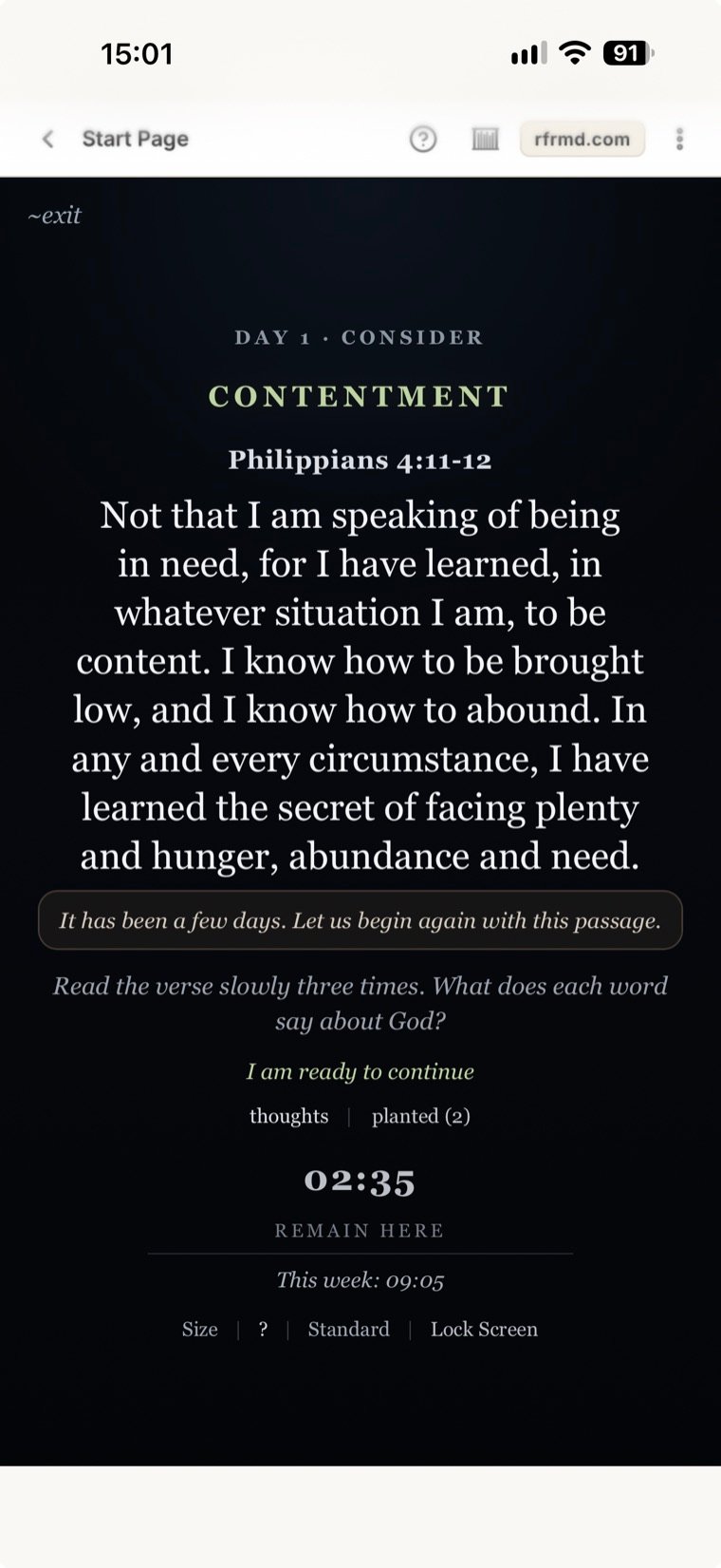 rfrmd.com: Meditation: one passage, slowly